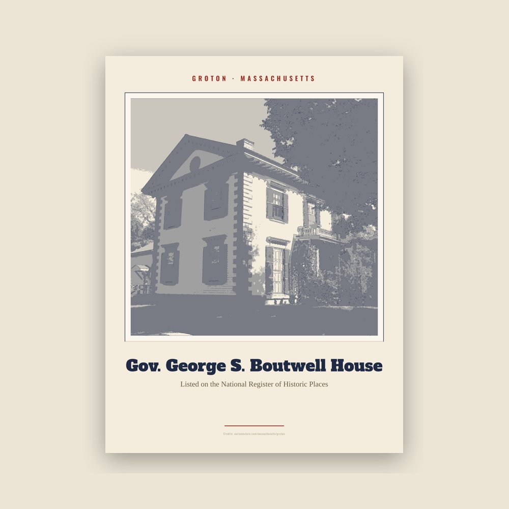 Groton Gov. George S. Boutwell House Landmark Print