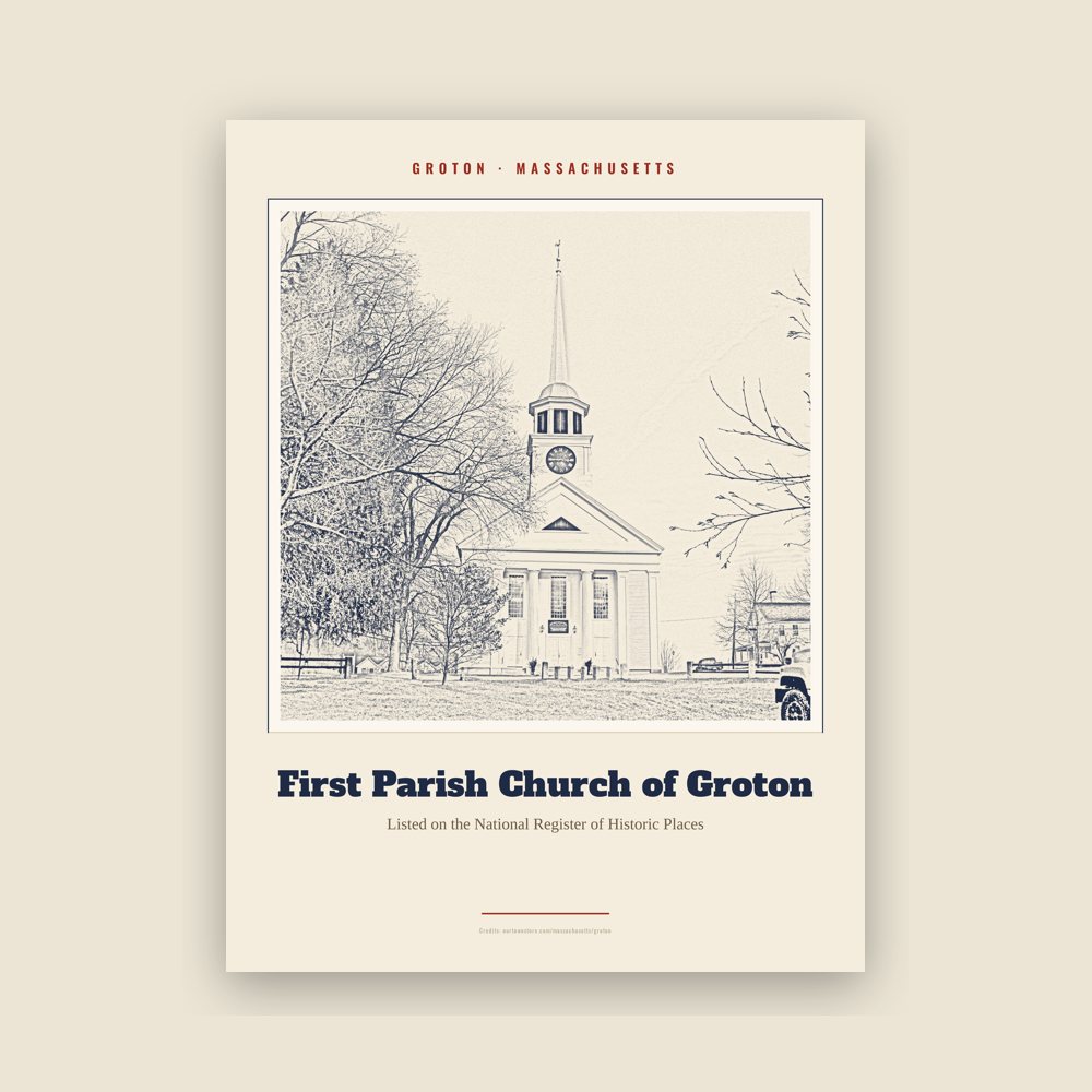 Groton First Parish Church of Groton Landmark Print