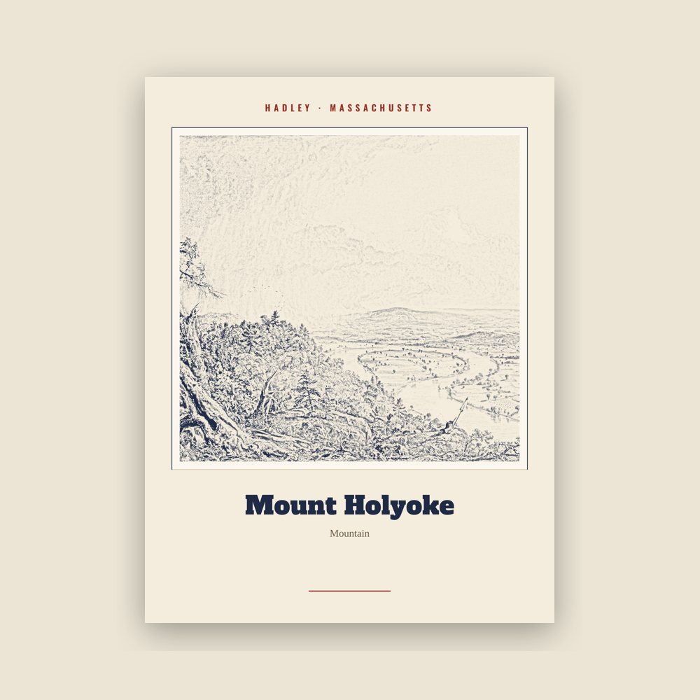 Hadley Mount Holyoke Landmark Print