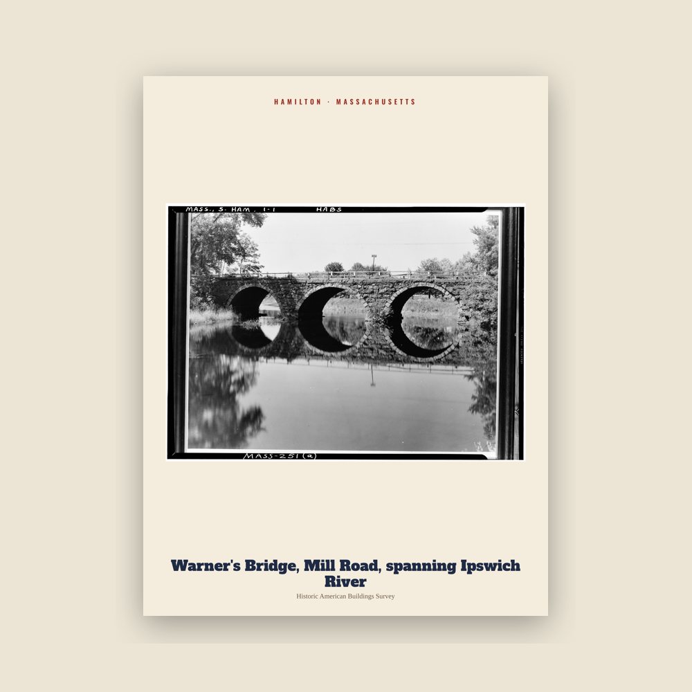 Hamilton Warner's Bridge, Mill Road, spanning Ipswich River Archive Print