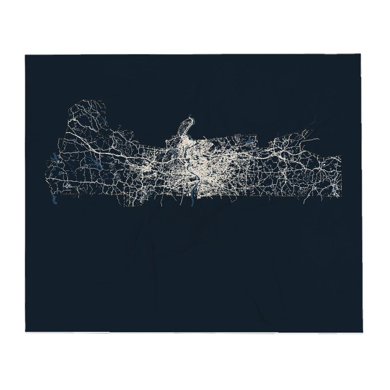Hampden Street Map Throw Blanket