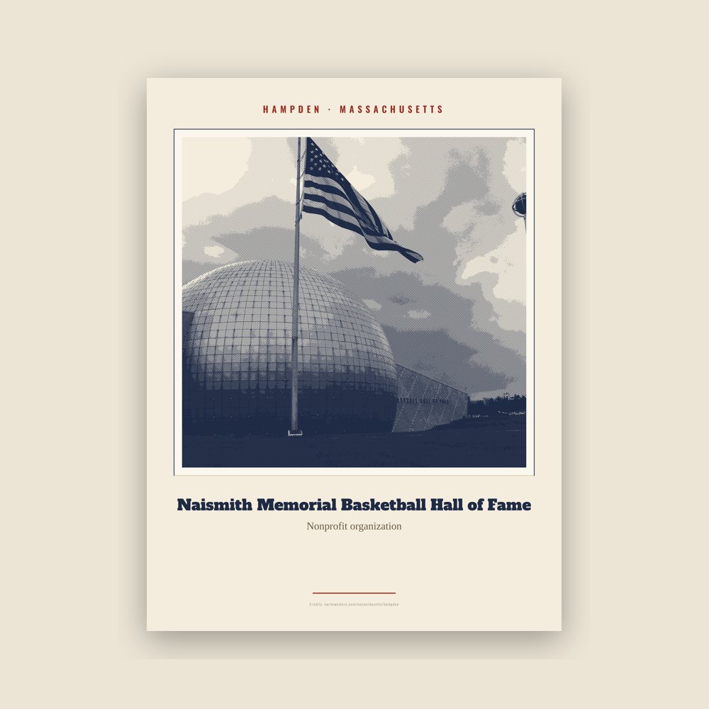Hampden Naismith Memorial Basketball Hall of Fame Landmark Print