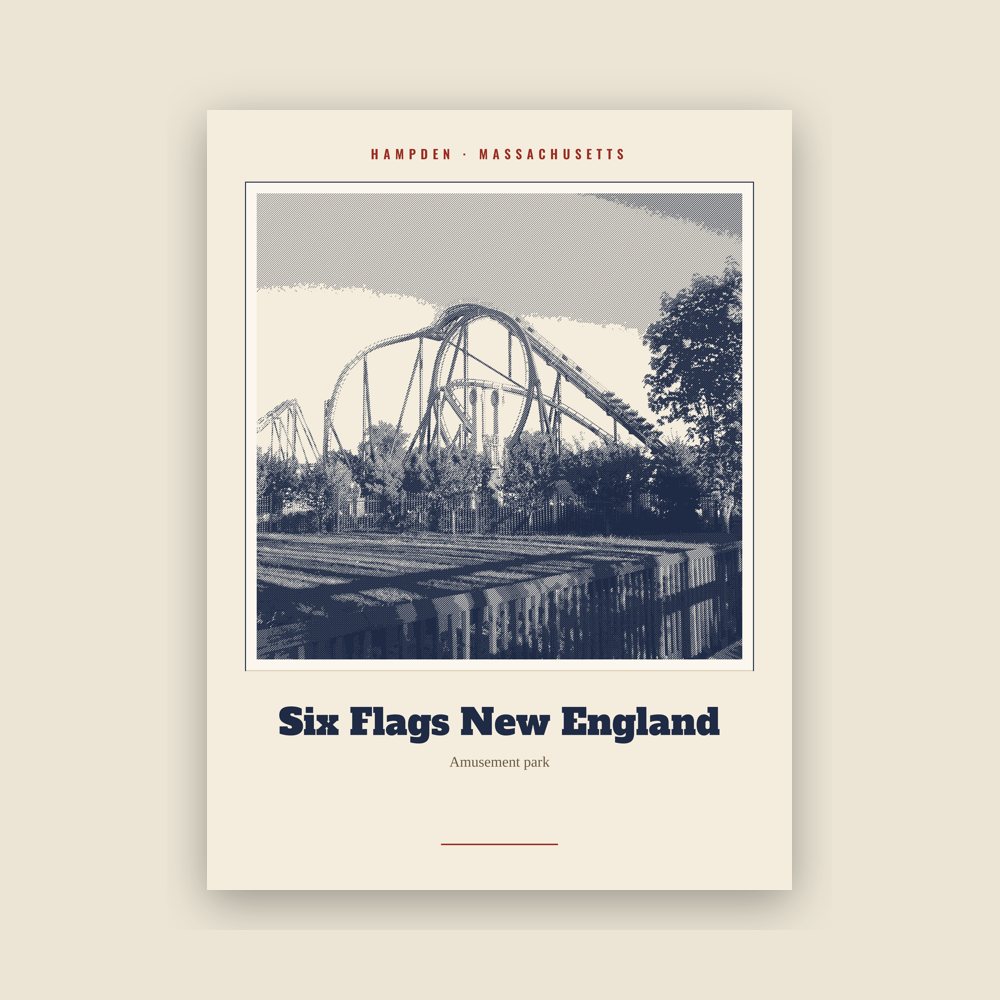 Hampden Six Flags New England Landmark Print