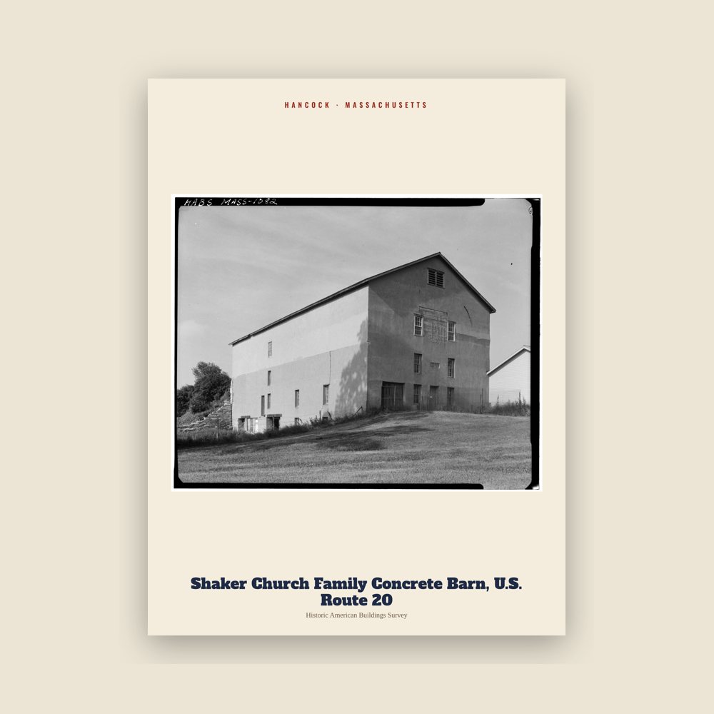 Hancock Shaker Church Family Concrete Barn, U.S. Route 20 Archive Print