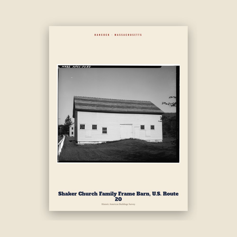 Hancock Shaker Church Family Frame Barn, U.S. Route 20 Archive Print
