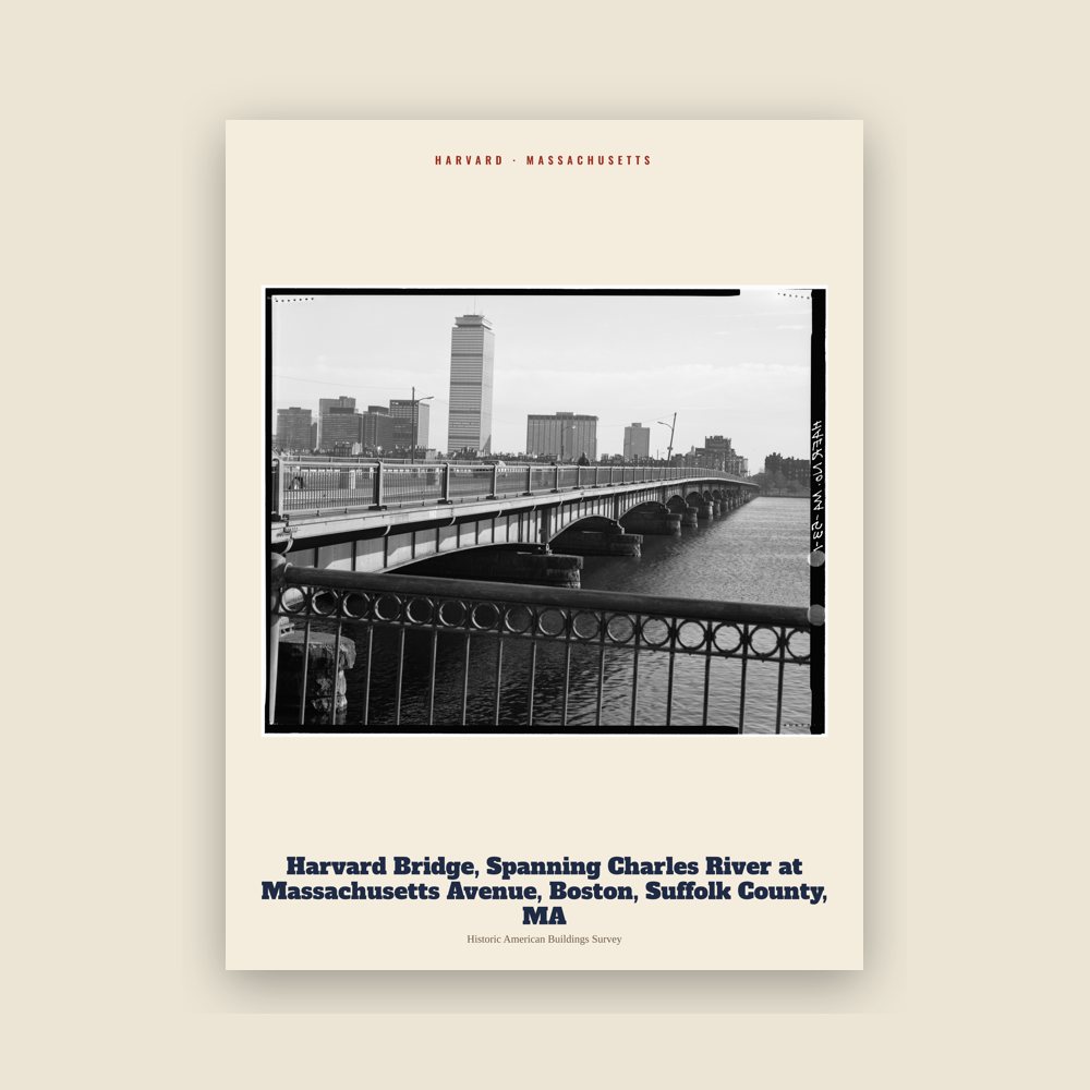 Harvard Harvard Bridge, Spanning Charles River at Massachusetts Avenue, Boston, Suffolk County, MA Archive Print