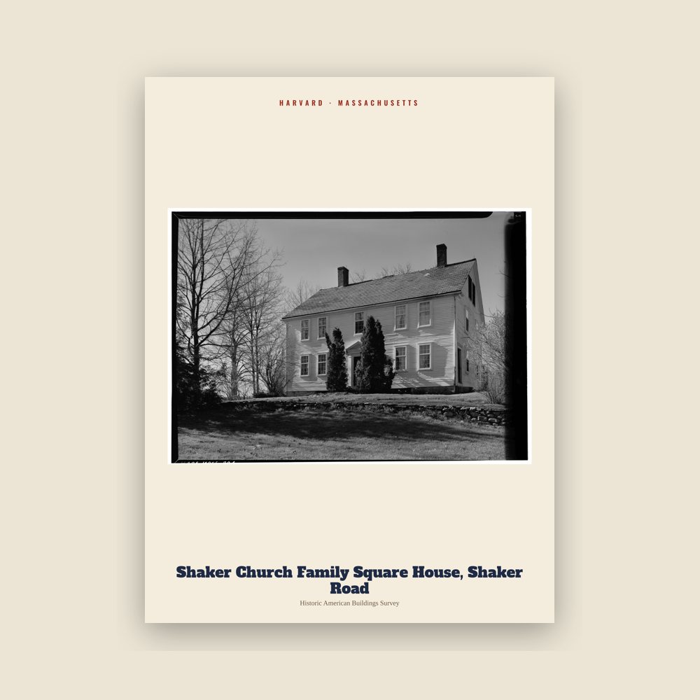 Harvard Shaker Church Family Square House, Shaker Road Archive Print