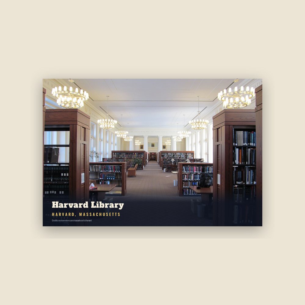 Harvard Harvard Library Postcard