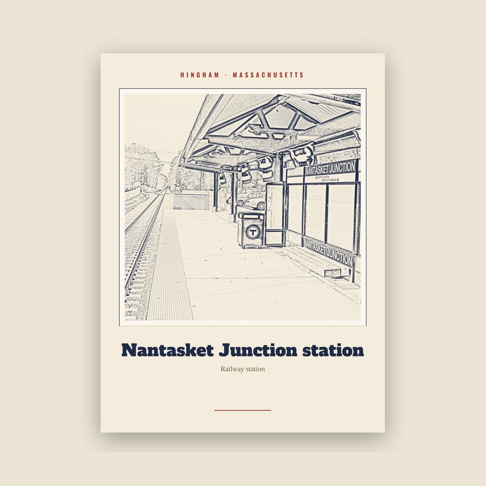 Hingham Nantasket Junction station Landmark Print