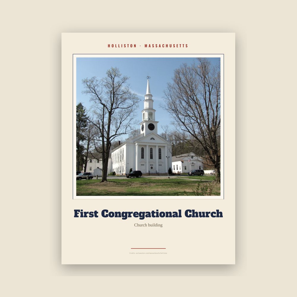 Holliston First Congregational Church Landmark Print