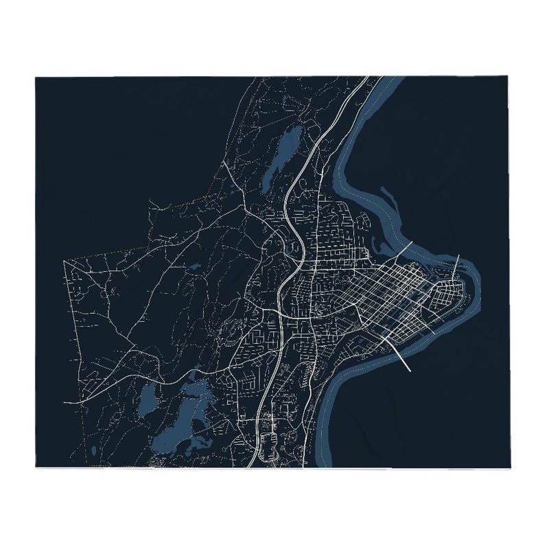 Holyoke Street Map Throw Blanket