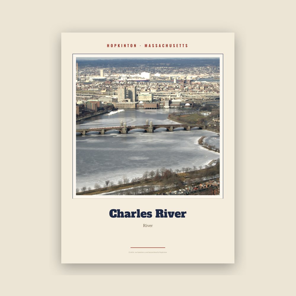 Hopkinton Charles River Landmark Print