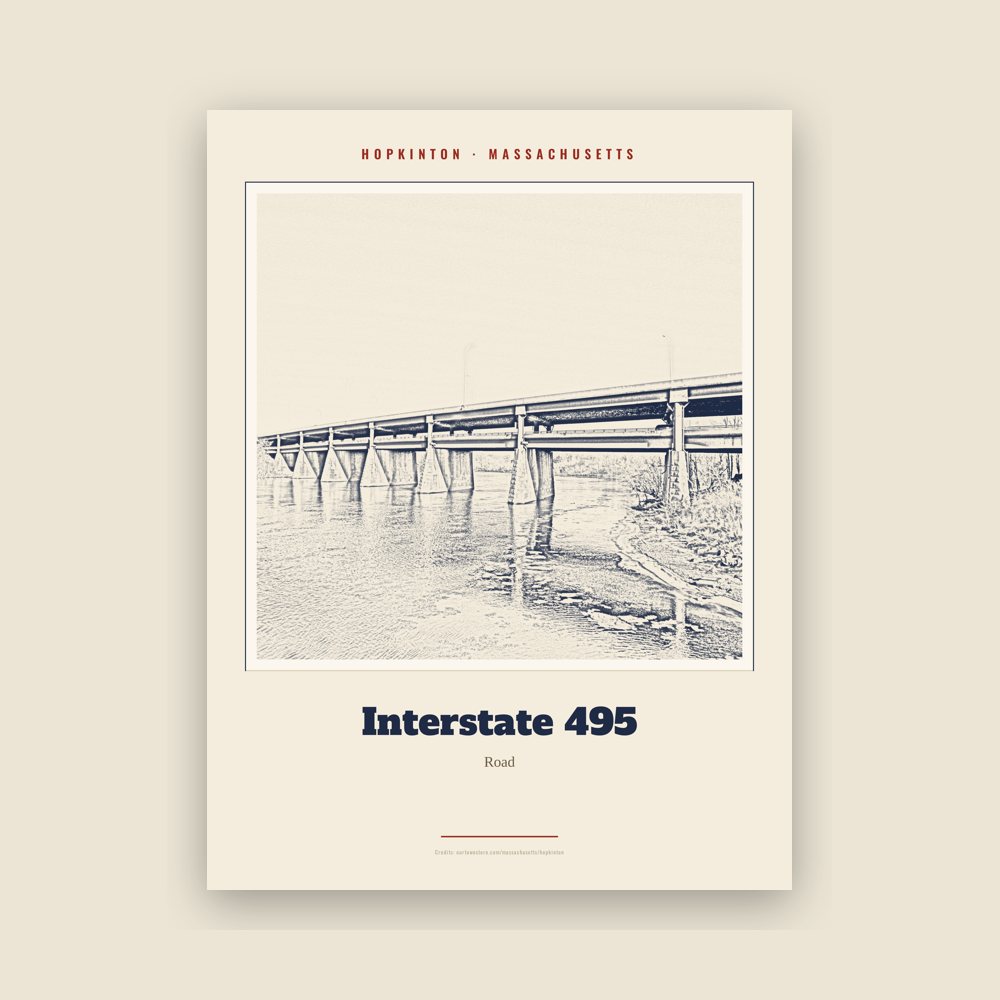 Hopkinton Interstate 495 Landmark Print