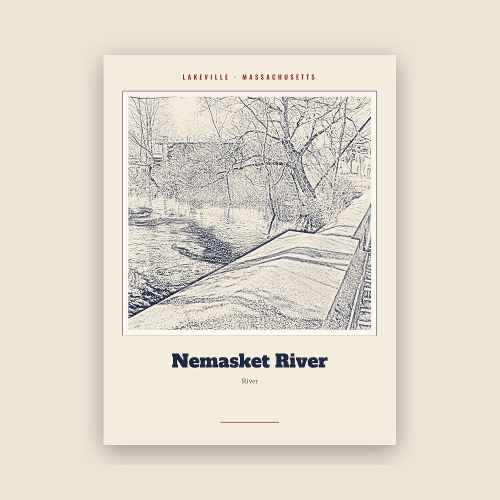 Lakeville Nemasket River Landmark Print