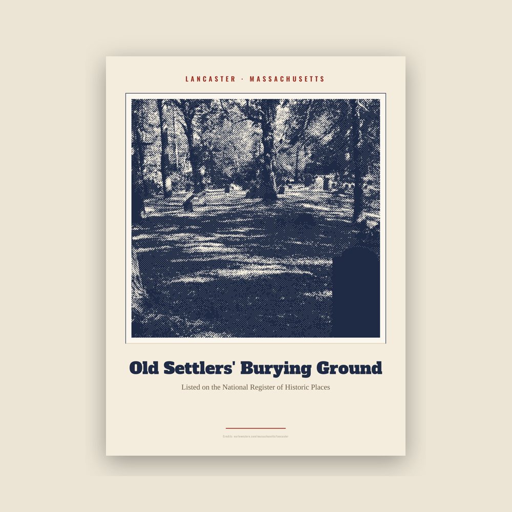 Lancaster Old Settlers' Burying Ground Landmark Print