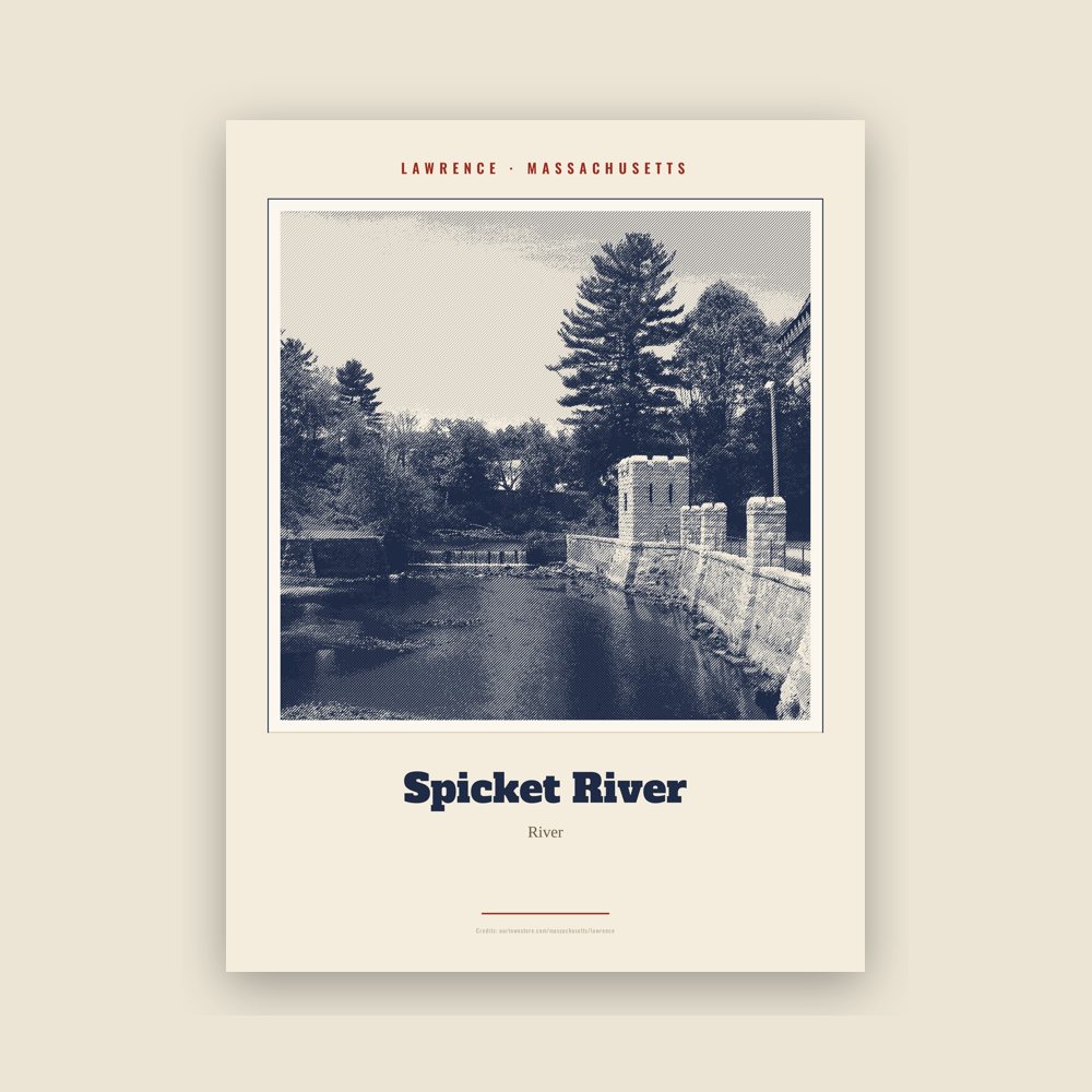 Lawrence Spicket River Landmark Print