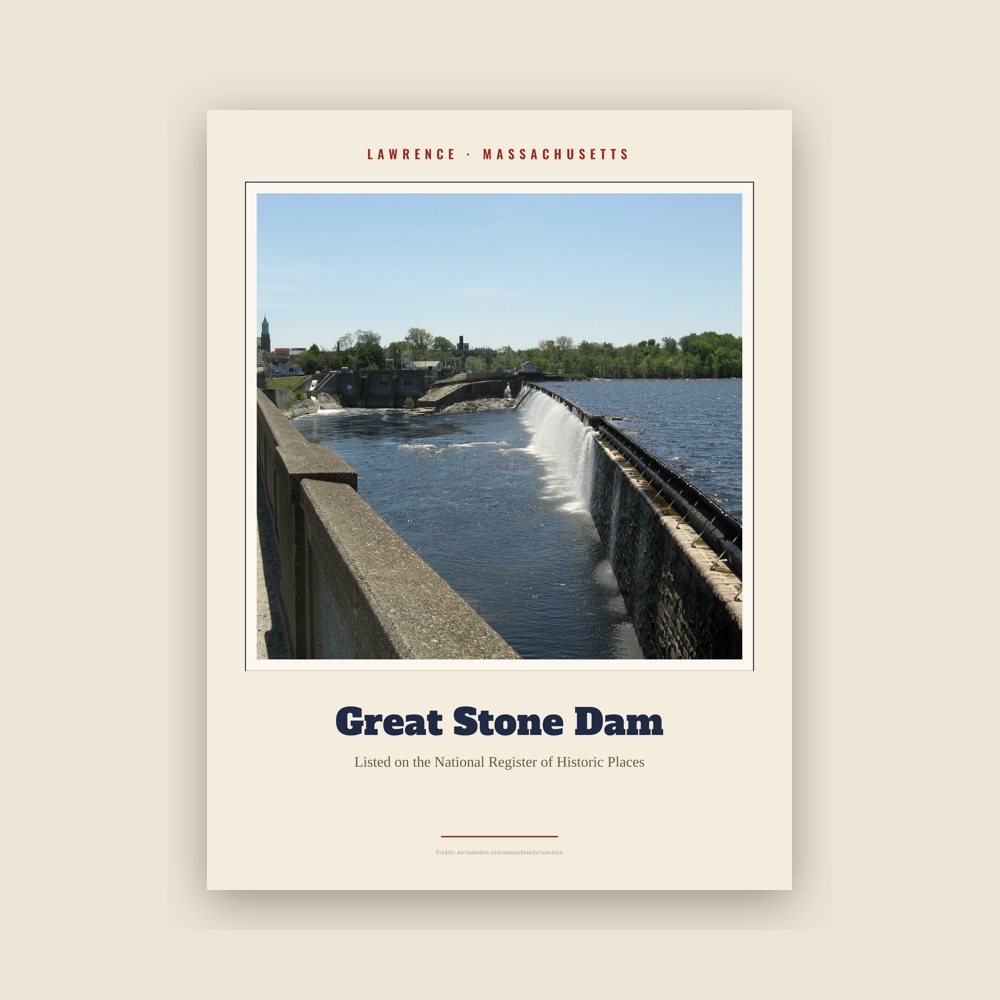 Lawrence Great Stone Dam Landmark Print