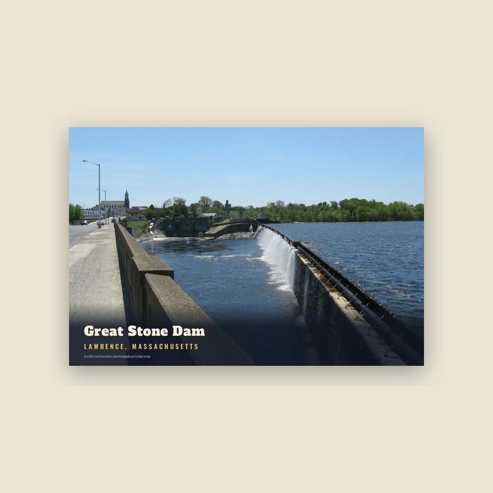 Lawrence Great Stone Dam Postcard