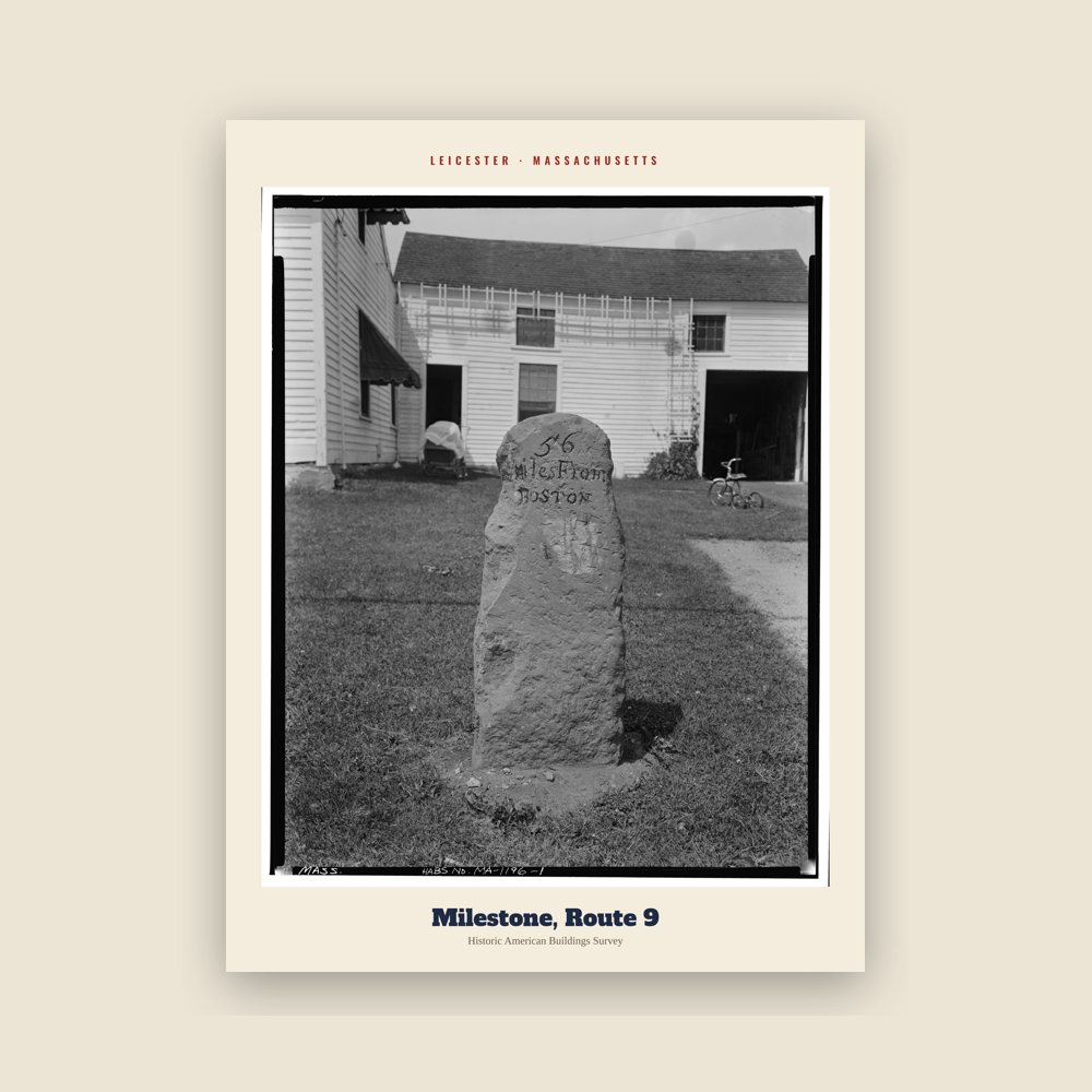 Leicester Milestone, Route 9 Archive Print