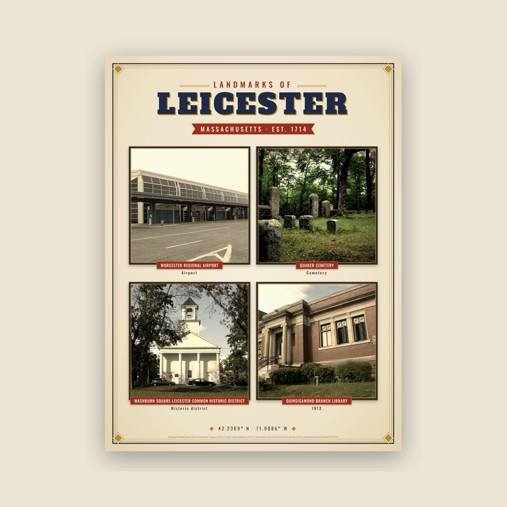 Leicester Landmarks Photo Poster