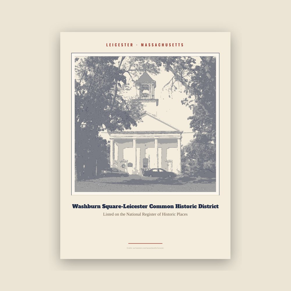 Leicester Washburn Square-Leicester Common Historic District Landmark Print