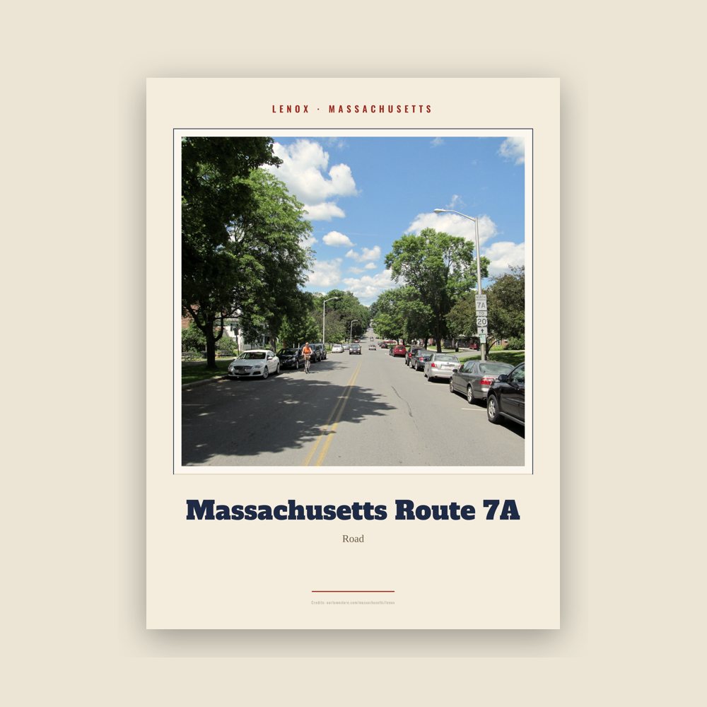 Lenox Massachusetts Route 7A Landmark Print