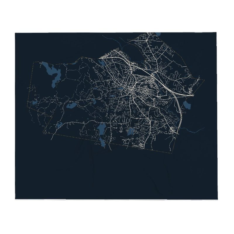 Leominster Street Map Throw Blanket