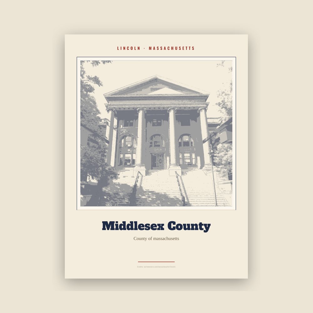 Lincoln Middlesex County Landmark Print