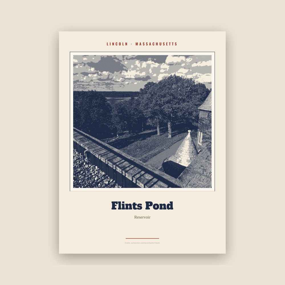 Lincoln Flints Pond Landmark Print