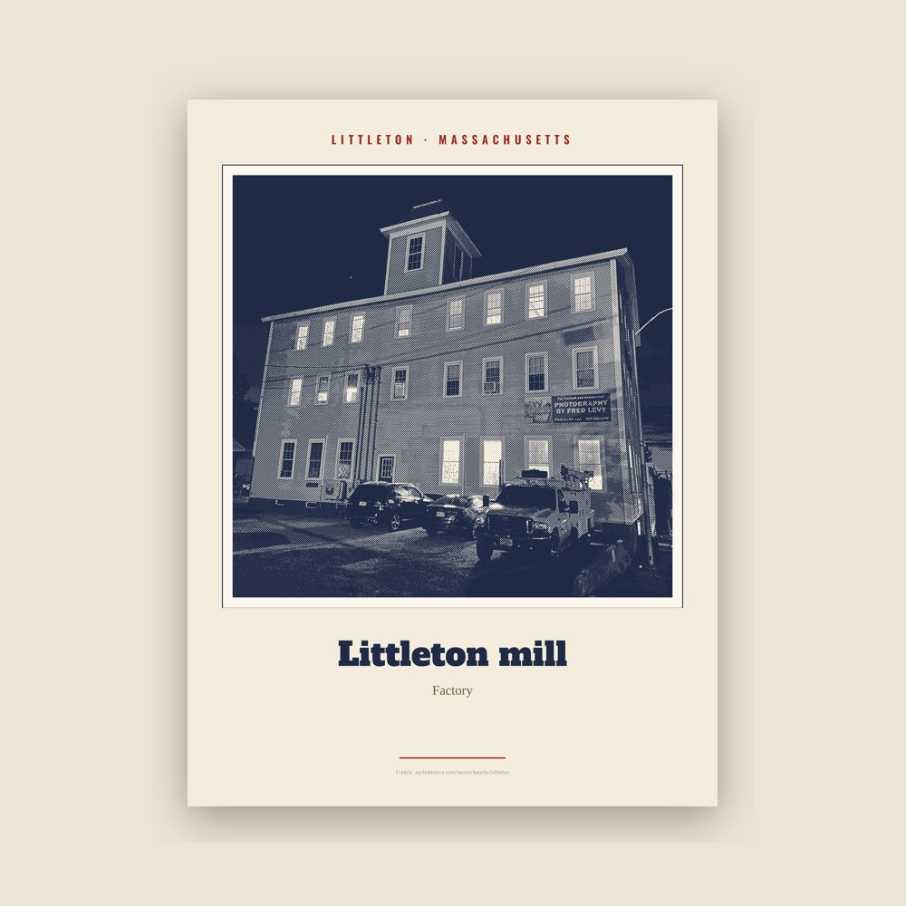 Littleton Littleton mill Landmark Print