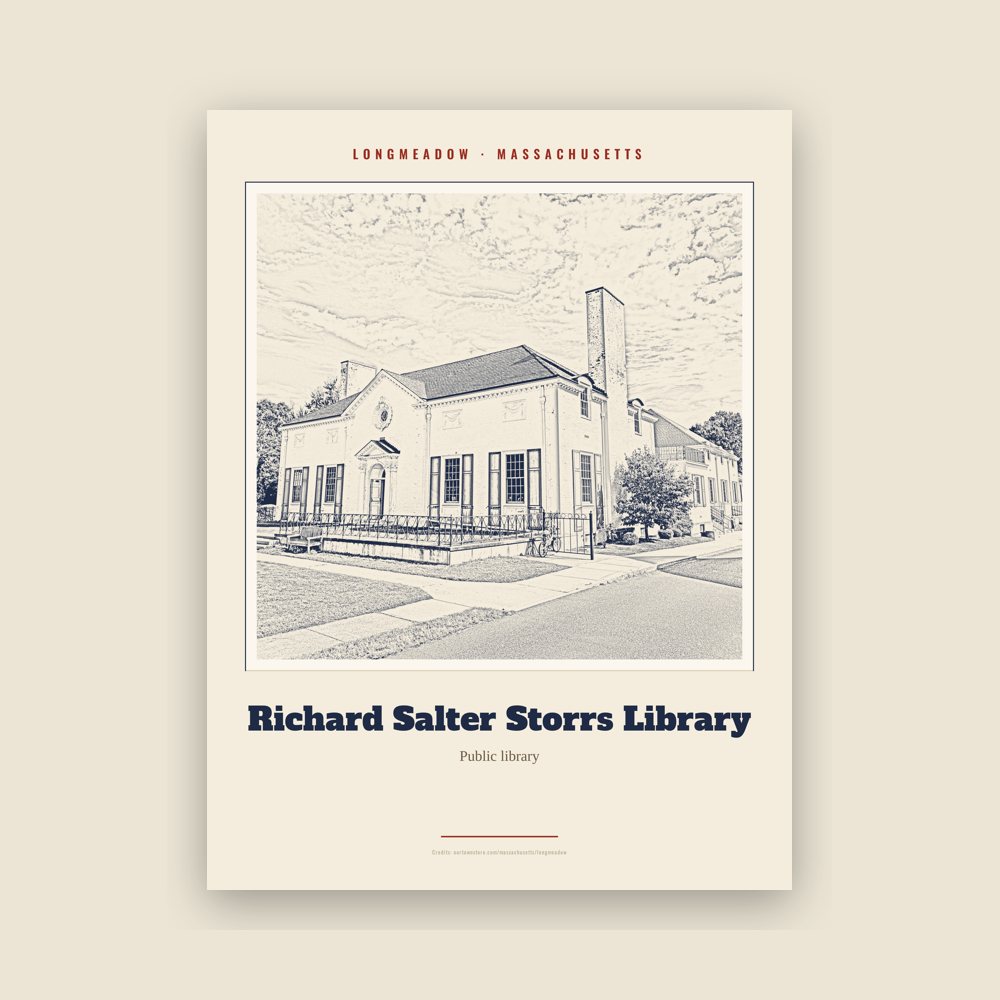 Longmeadow Richard Salter Storrs Library Landmark Print