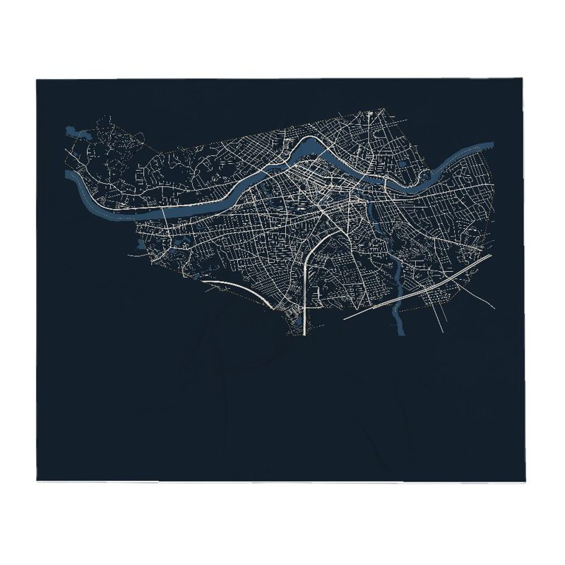 Lowell Street Map Throw Blanket