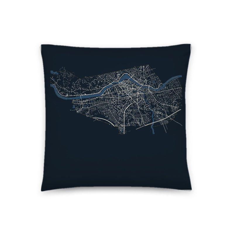 Lowell Map Throw Pillow