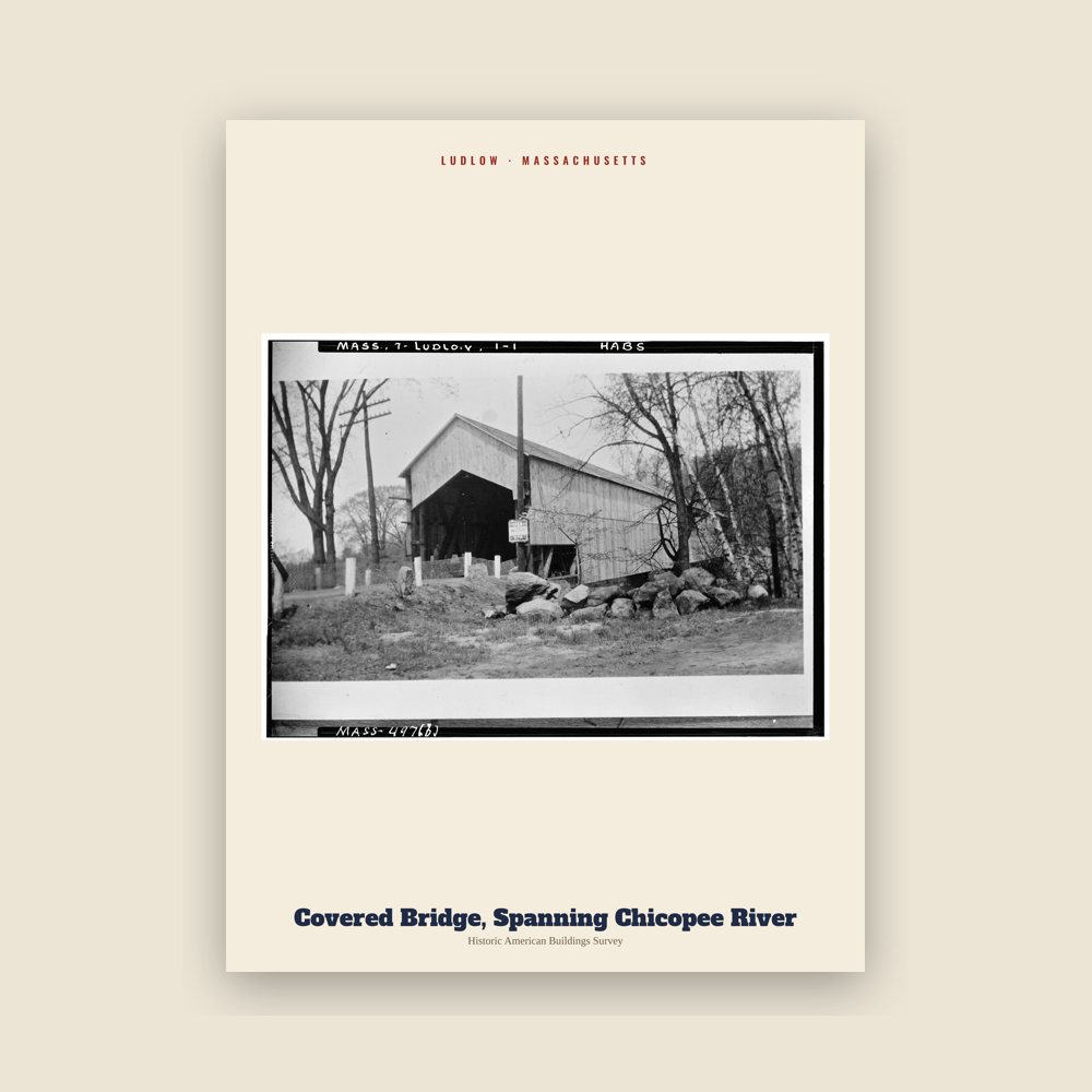 Ludlow Covered Bridge, Spanning Chicopee River Archive Print