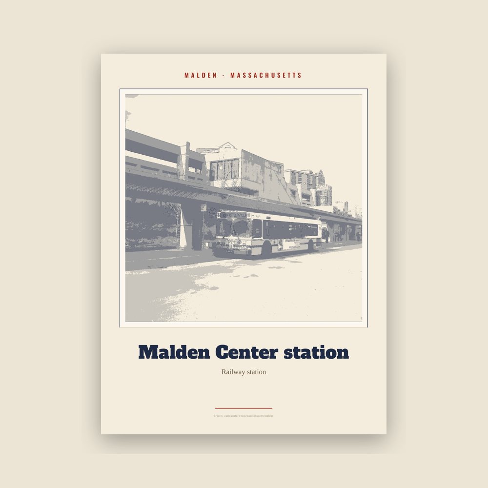 Malden Malden Center station Landmark Print