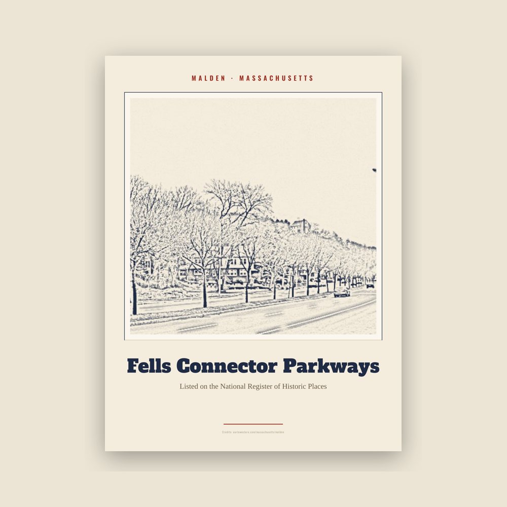 Malden Fells Connector Parkways Landmark Print