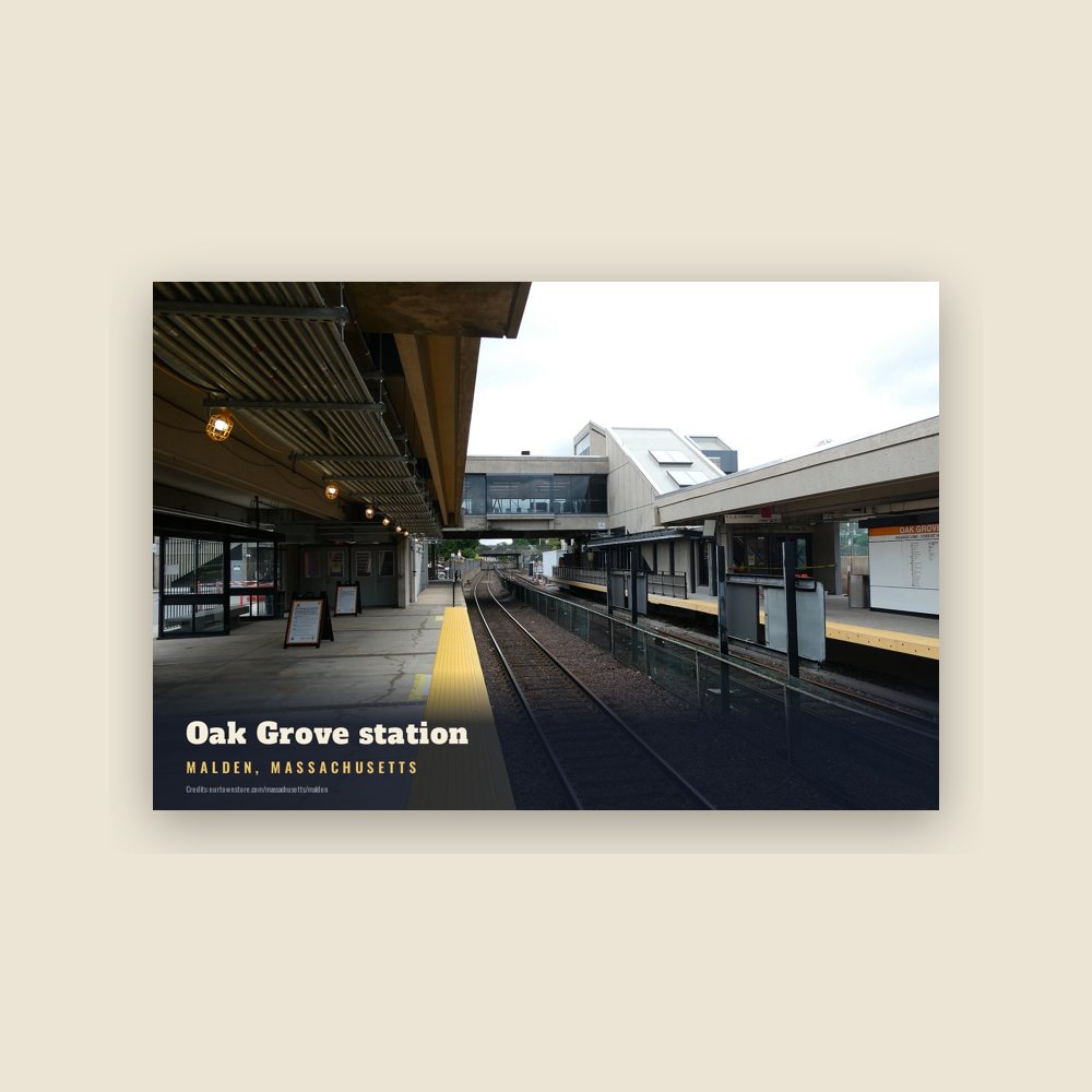 Malden Oak Grove station Postcard