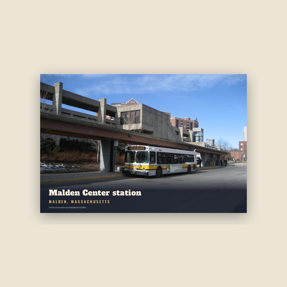 Malden Malden Center station Postcard