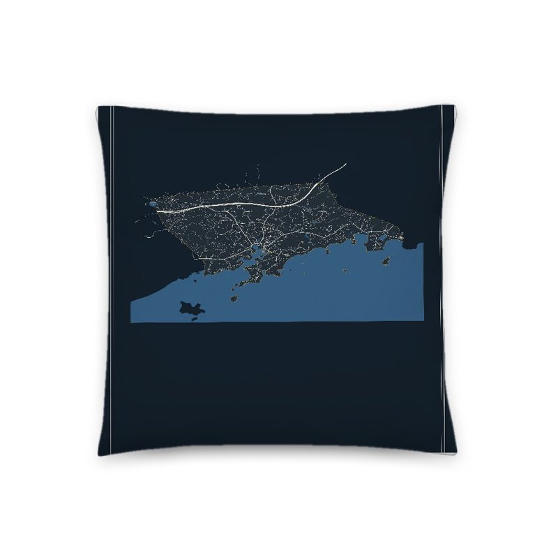 Manchester-by-the-Sea Map Throw Pillow