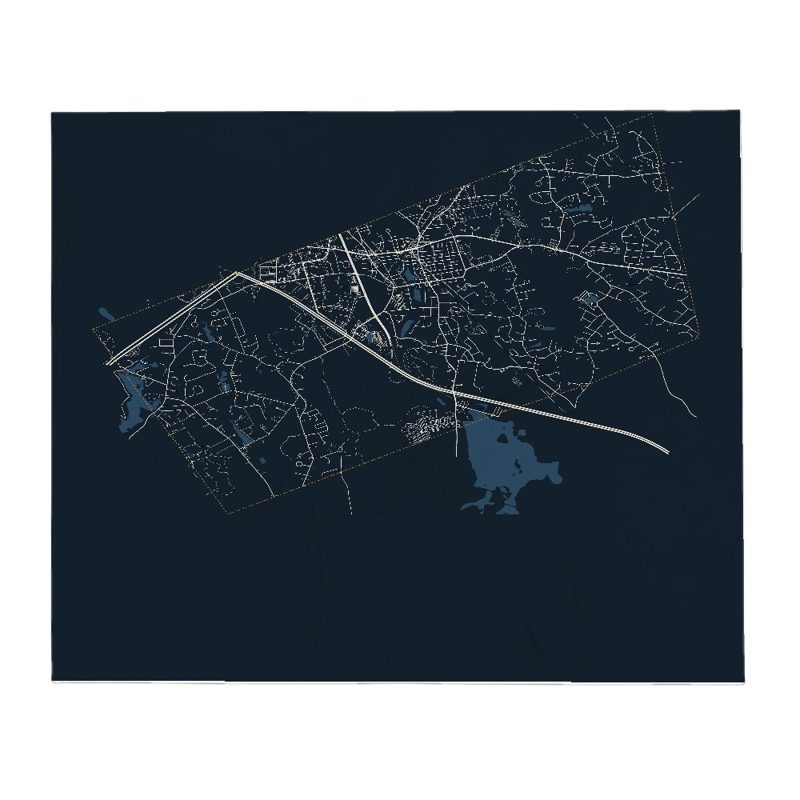 Mansfield Street Map Throw Blanket