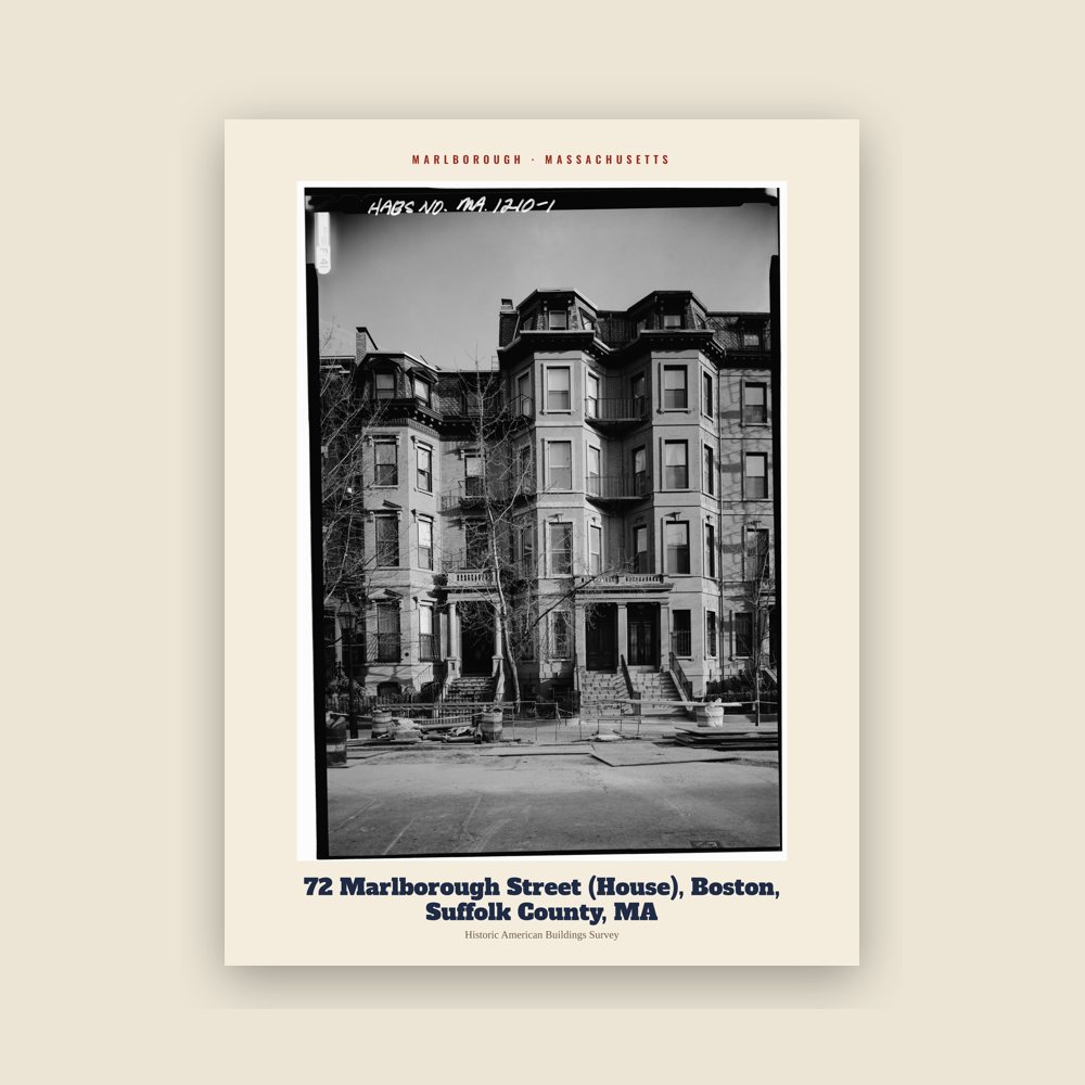 Marlborough 72 Marlborough Street (House), Boston, Suffolk County, MA Archive Print