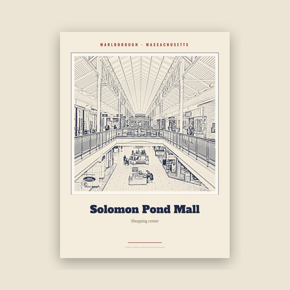 Marlborough Solomon Pond Mall Landmark Print