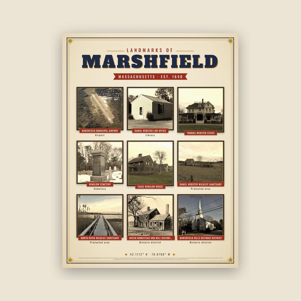 Marshfield Landmarks Photo Poster