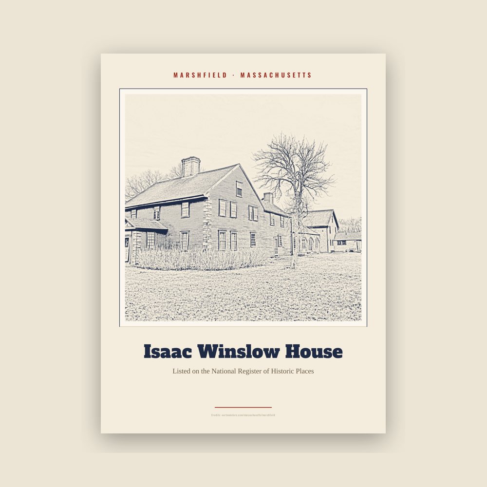 Marshfield Isaac Winslow House Landmark Print