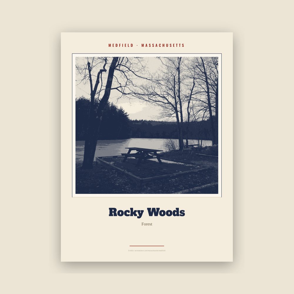 Medfield Rocky Woods Landmark Print