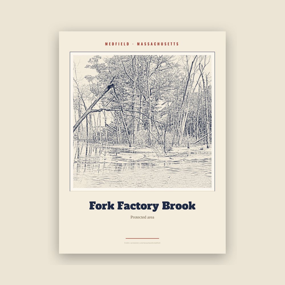 Medfield Fork Factory Brook Landmark Print