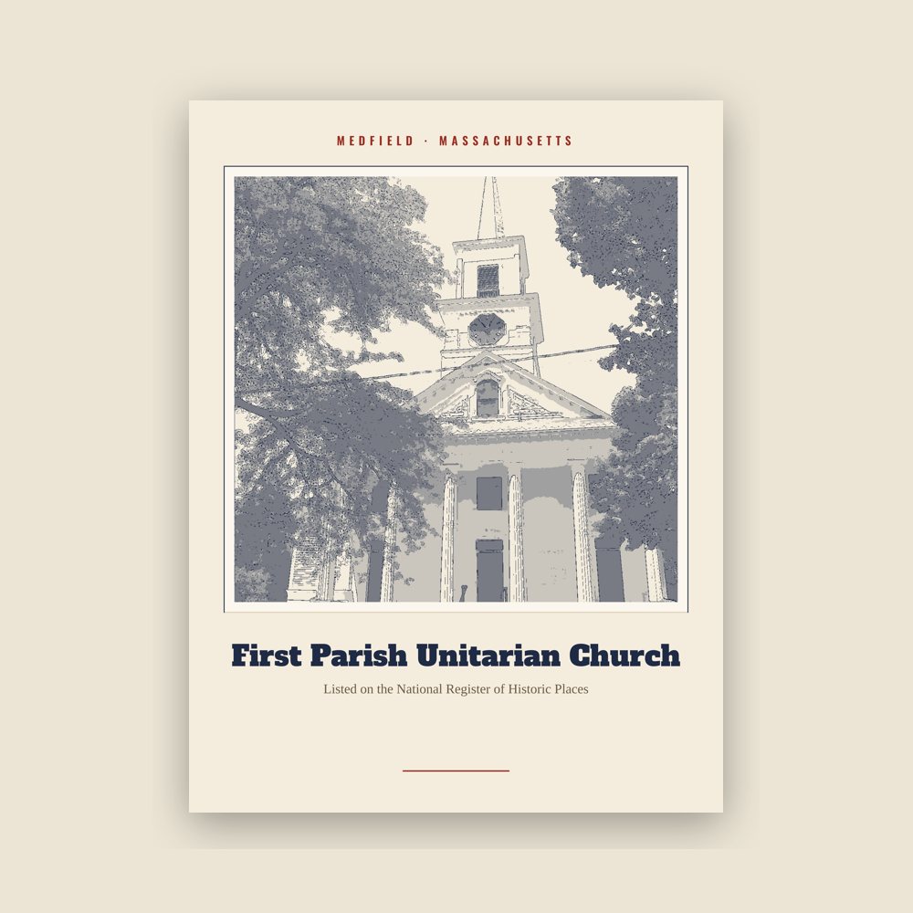 Medfield First Parish Unitarian Church Landmark Print