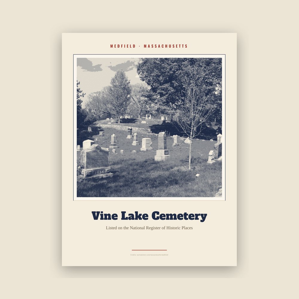 Medfield Vine Lake Cemetery Landmark Print