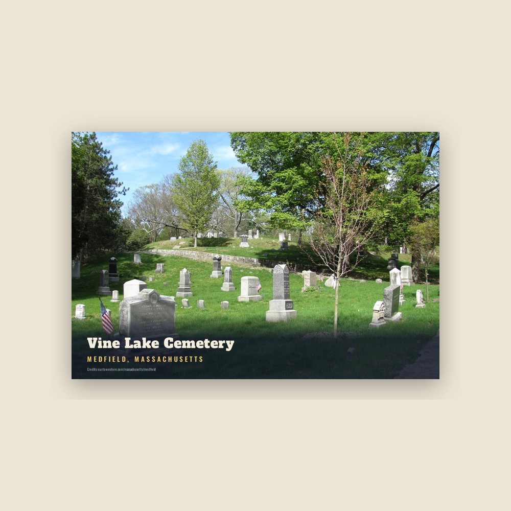 Medfield Vine Lake Cemetery Postcard