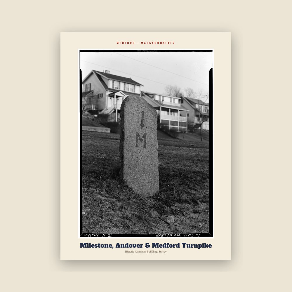 Medford Milestone, Andover & Medford Turnpike Archive Print